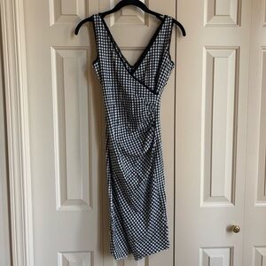 Betsey Johnson Vintage Black & White Gingham Cotton Blend Lace Trim Knit Dress S